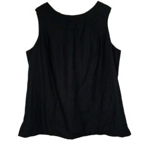 Jessica London Sleeveless Linen Blend Black Top sz 20 Tank Lagenlook Minimalist
